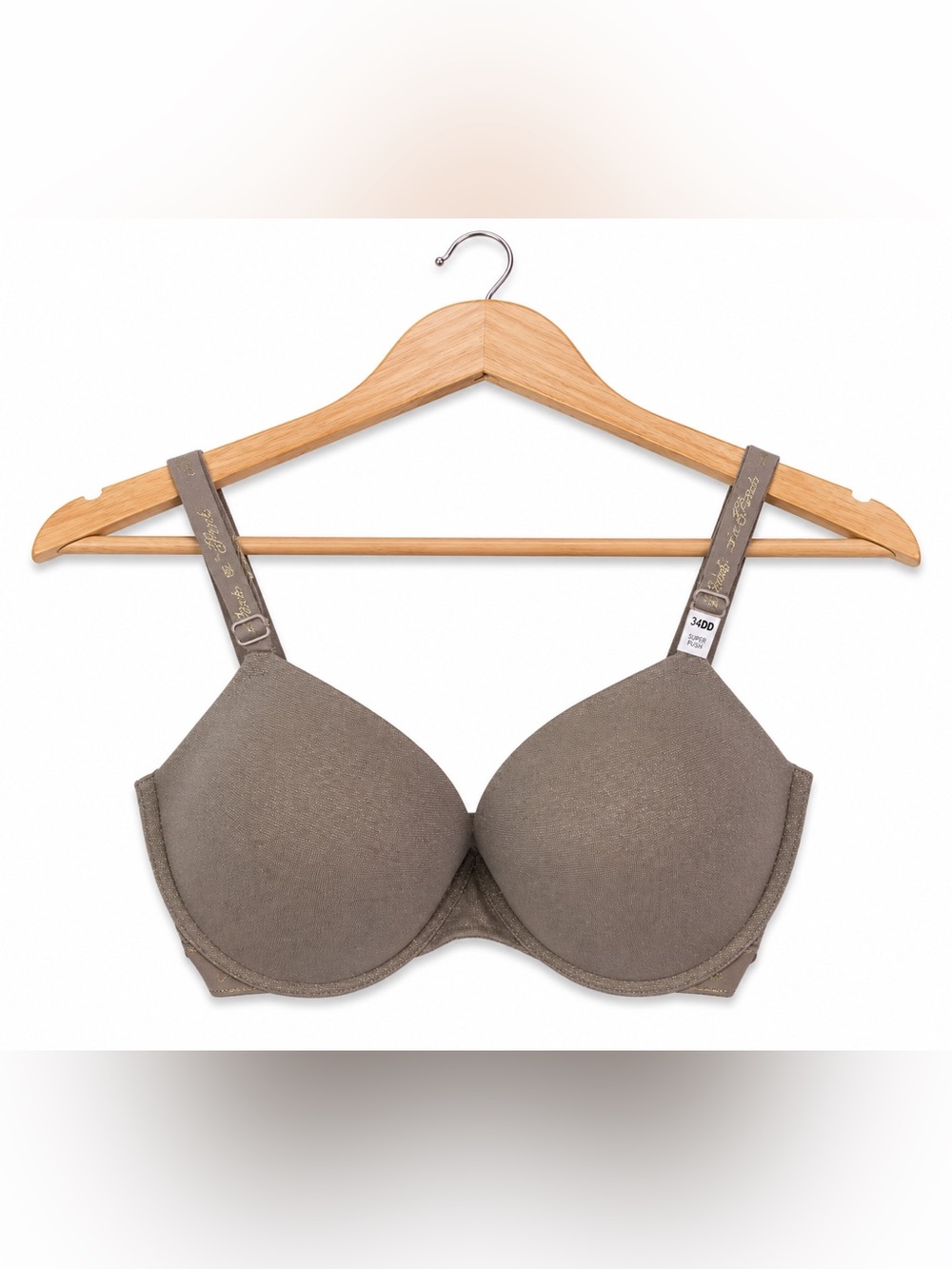 PINK Victoria's Secret Molded Bra Taupe NWT Gold Shimmer 34DD Everyday Push Up